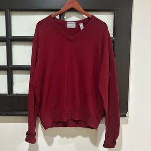 Vintage Lord & Taylor 100% Lambswool Sweater Casual Dark Red Mens Large